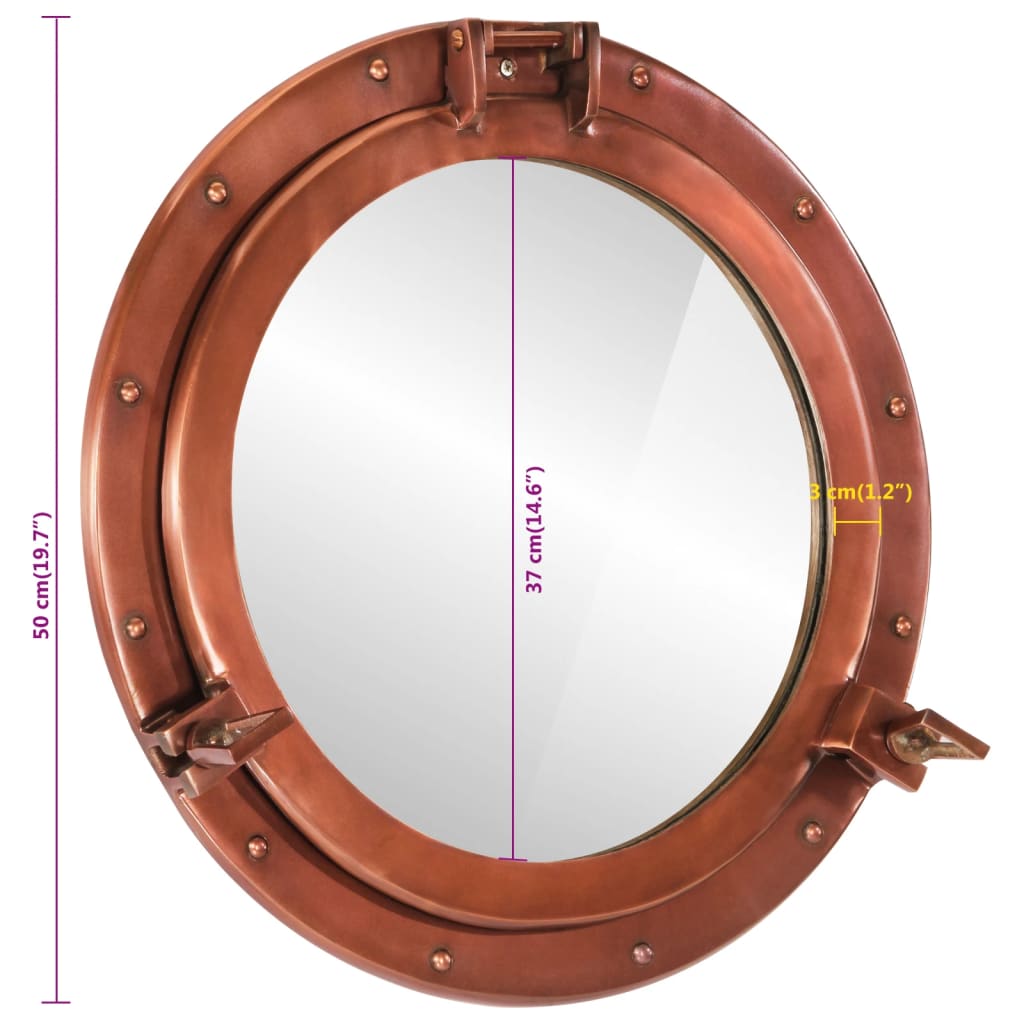 Porthole Mirror Wall Hanging Ø50 Cm Aluminium And Glass